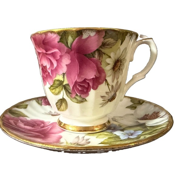 Duchess Other - Vintage Duchess Bone China Teacup Saucer England Pink Roses Floral Gold Trim